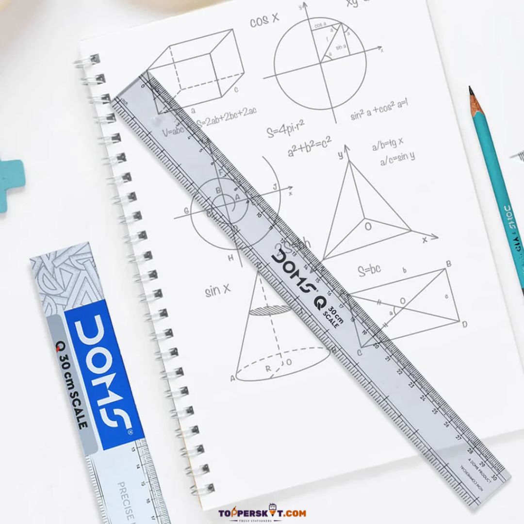 (10 Pcs.) DOMS 30 cm Q Scale – Clear & Accurate Measuring Ruler