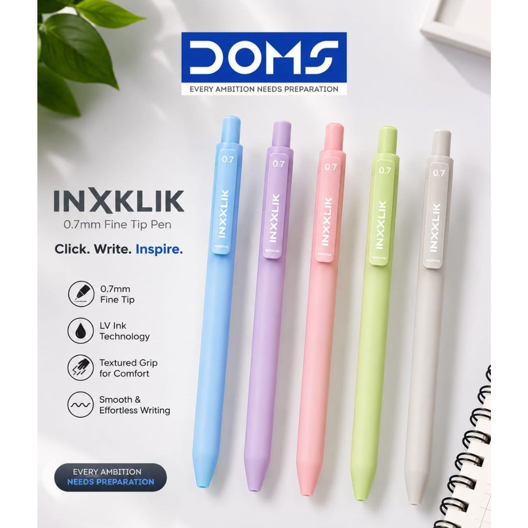 Pack of 5 Doms Inxklik Ball Pens with textured grip