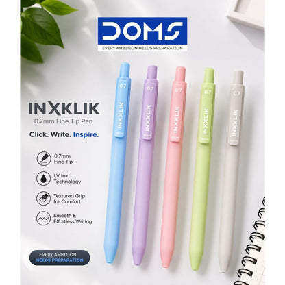 Pack of 5 Doms Inxklik Ball Pens with textured grip