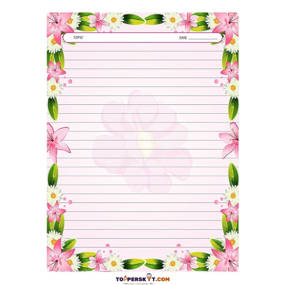 Designer Flower A4 Sheets - Assorted Design (Set of 20)