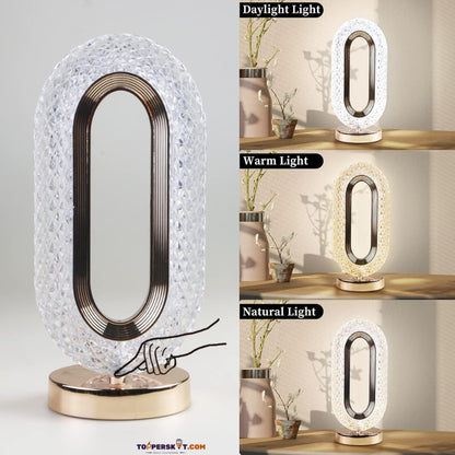 Touch Control LED Crystal Table Lamp – 3-Way Dimmable Desk Lamp (Pack of 1)
