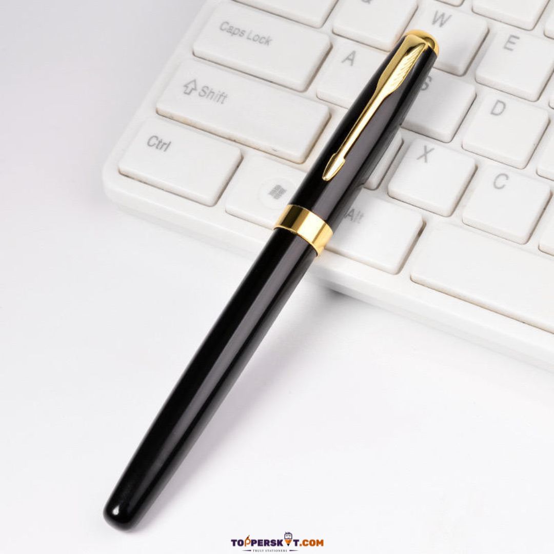 Classic Black Body Metal Ball Pen – Customizable Corporate Gift Pen - Blue (Pack of 1)