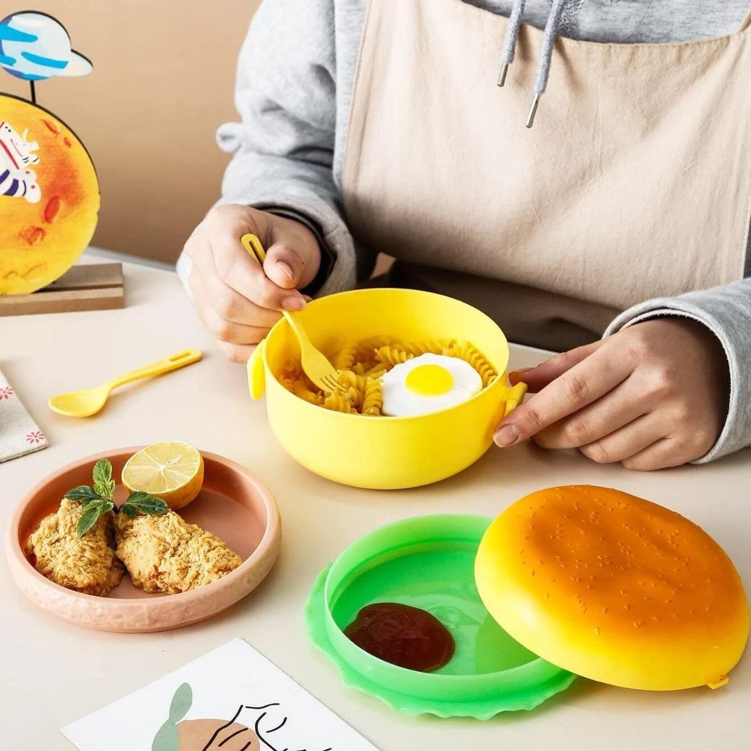 Cute Burger Design Lunch Box for Students – Compact & Portable (Pack of 1)