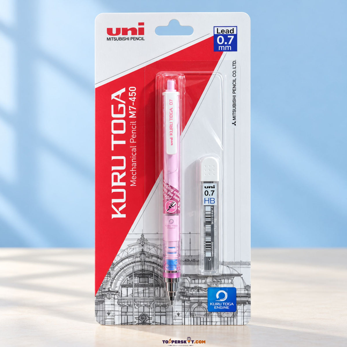 Close-up of Uni-ball Kuru Toga M7-450 Mechanical Pencil showing lead mechanism