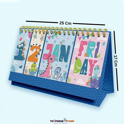 Dino Desk Calendar –  High-Quality Pages With Hard Cardboard (Pack of 1)