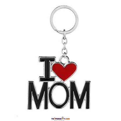 I Love Mom Cute Metal Keychain (Pack of 1)