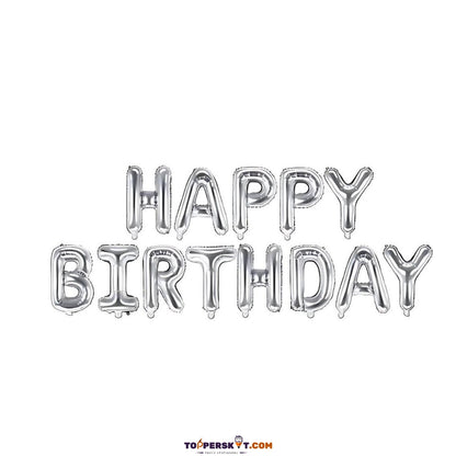 Silver Birthday Party Foil Banner Set – 13 Inch Letters (Pack of 1)