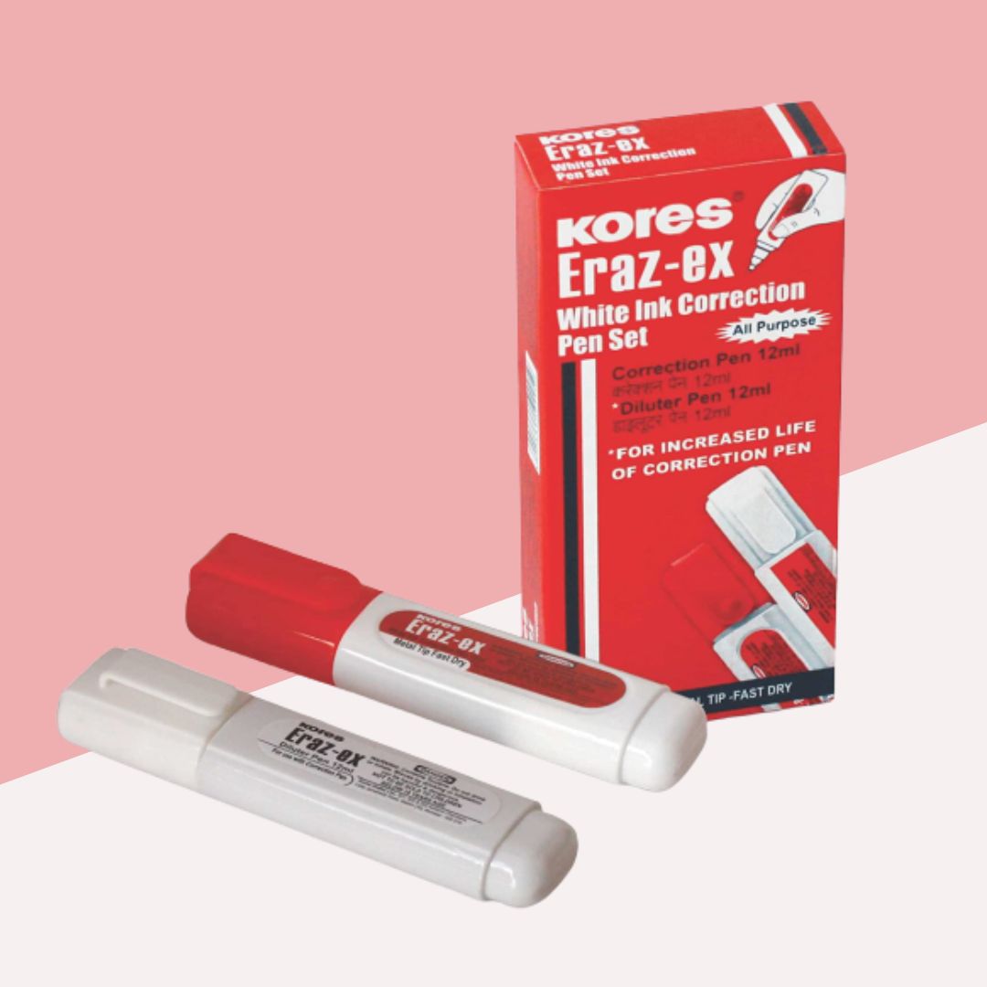 Kores Eraze-X Whitener & Diluter Combo: Precision Correction for Pristine Documents on the Go! - Topperskit LLP