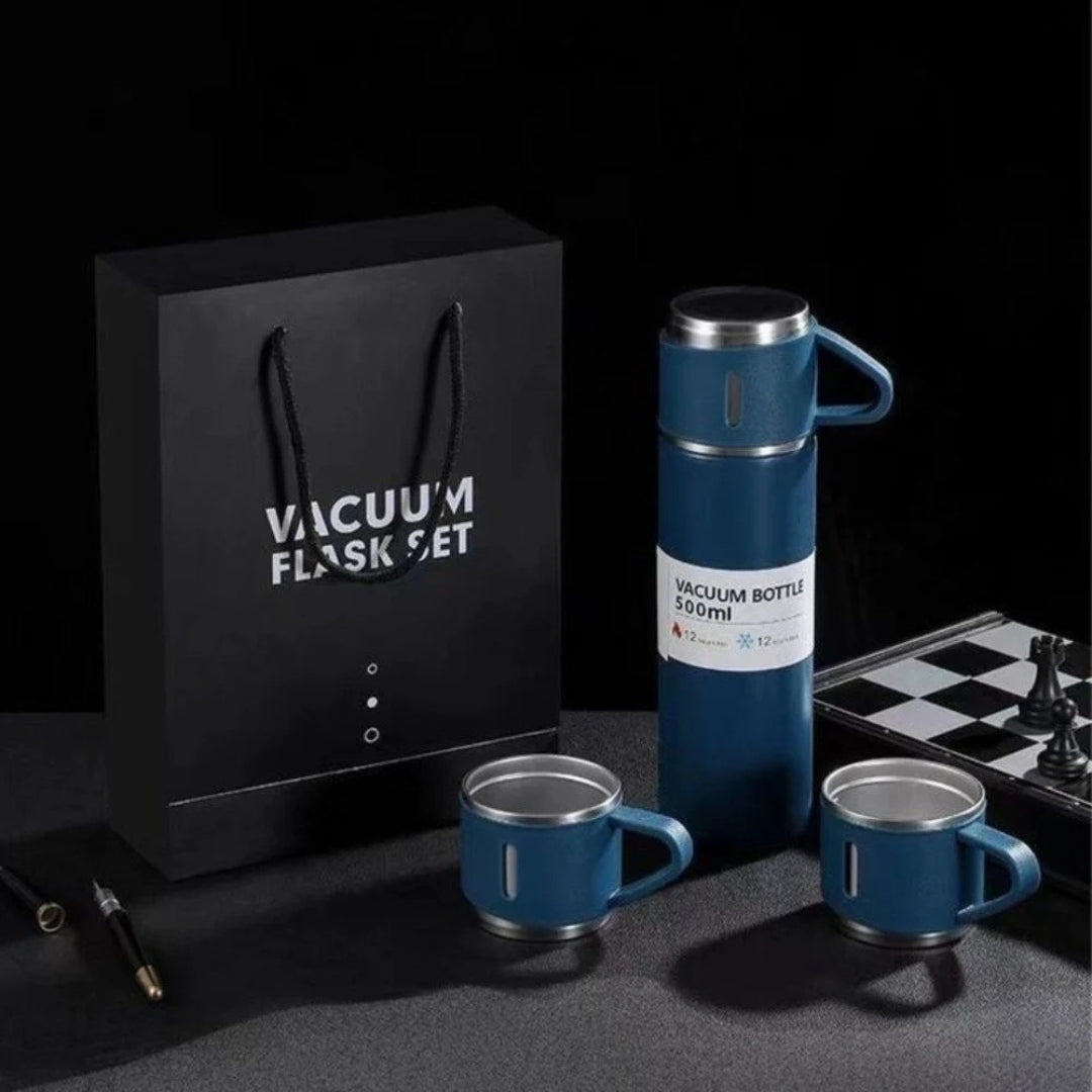 Stainless Steel Vacuum Thermal Flask Set – 500ml Hot & Cold 12-hour Insulation (Pack of 1)