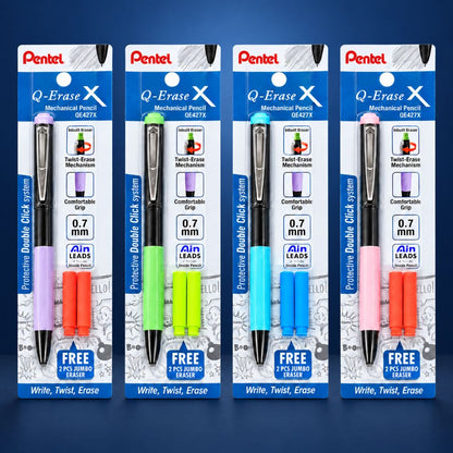Pentel Q-Erase X Mechanical Pencil Pack Contents