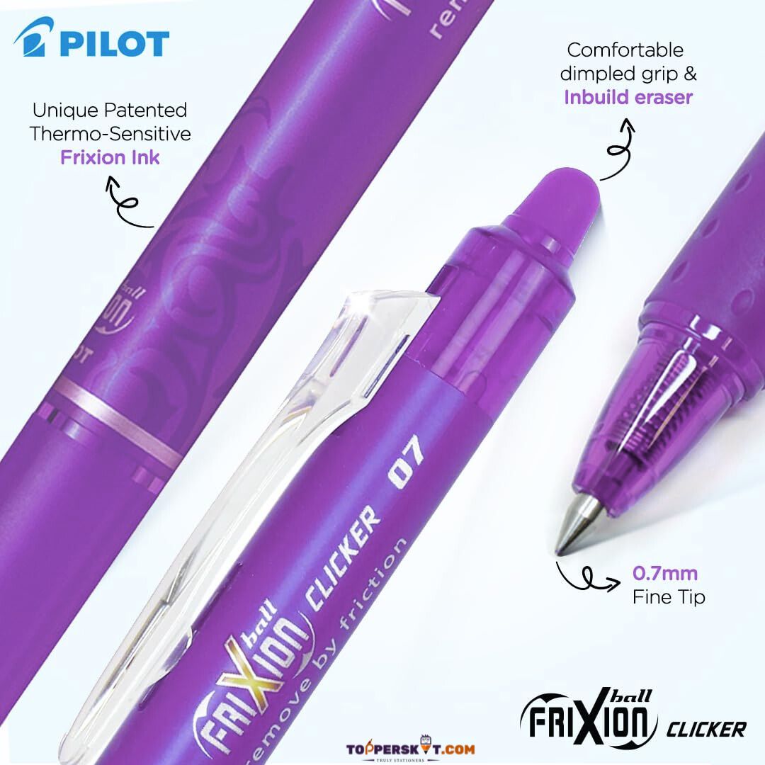 Pilot Frixion Clicker Erasable Roller Ball Pen –Violet ( Pack of 1 )
