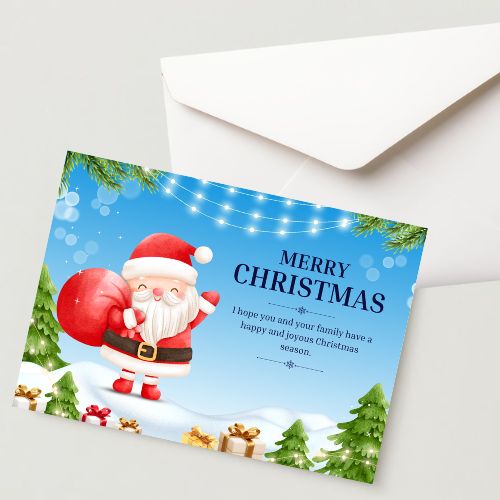 Christmas Greeting Card- 300 GSM Paper with Envelope (Pack of 1)