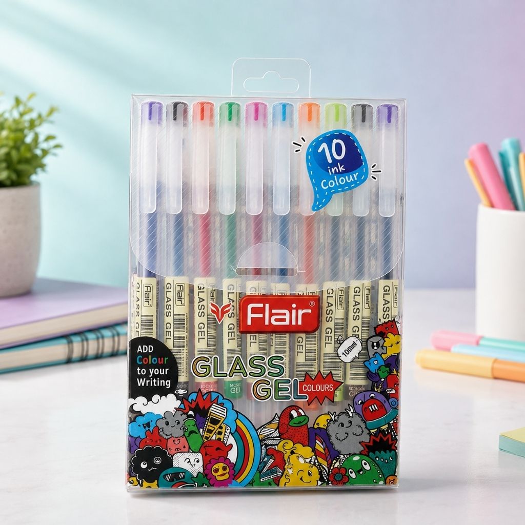 Flair Glass Gel Multicolour Gel Pens Set of 10 - Image 3