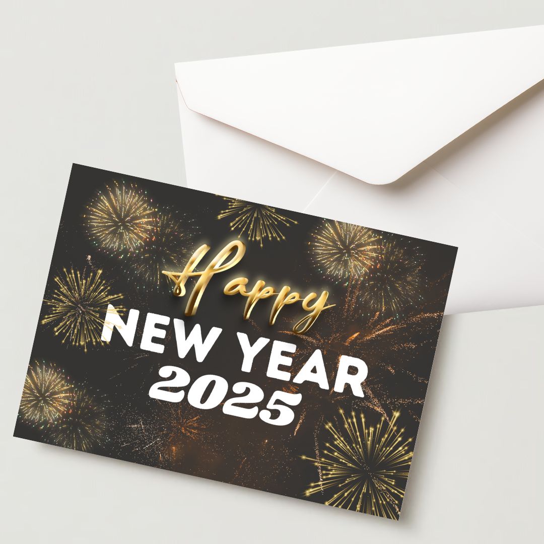 New Year Greeting Card – 300 GSM, Cold Pressed, 1 Card with Envelope