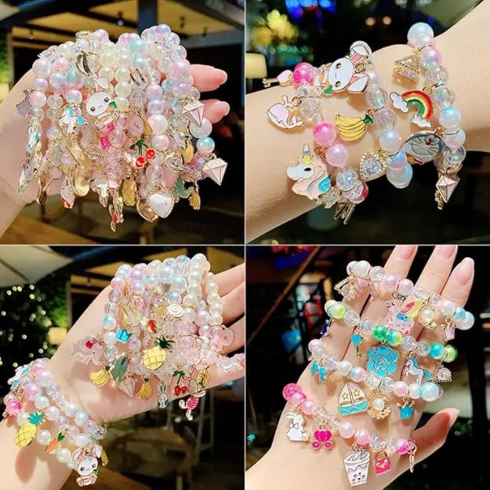 Colorful Crystal Beaded Bracelet – Elastic Design with Cute Box Packing (Pack of 1)