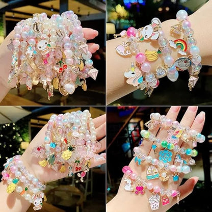 Colorful Crystal Beaded Bracelet – Elastic Design with Cute Box Packing (Pack of 1)