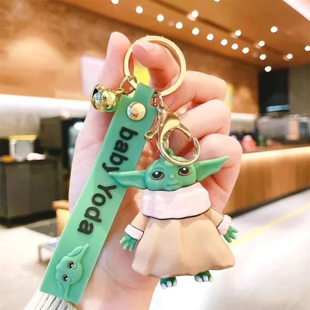 3D Rubber Silicone Baby Yoda Cartoon Keychain (Pack of 1)