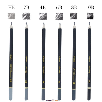 Maped Sketch Art Drawing Pencil -HB, 2B, 4B, 6B, 8B, 10B (Pack of 6 )