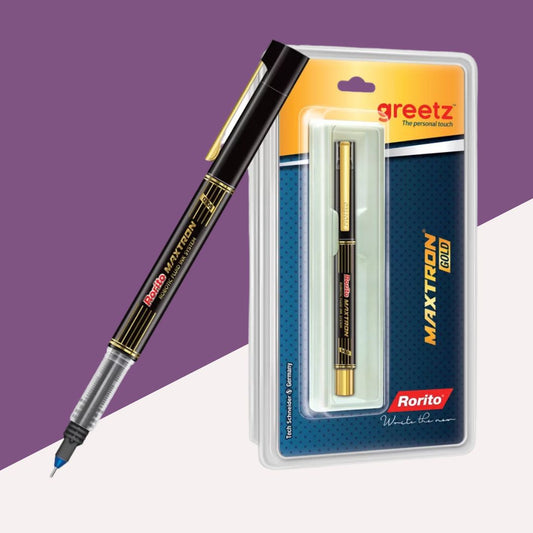 Rorito Greetz Maxtron Gold Robotic Fluid Ink System Pen – Blue: Elevate Your Writing Experience ( Pack of 1 ) - Topperskit LLP