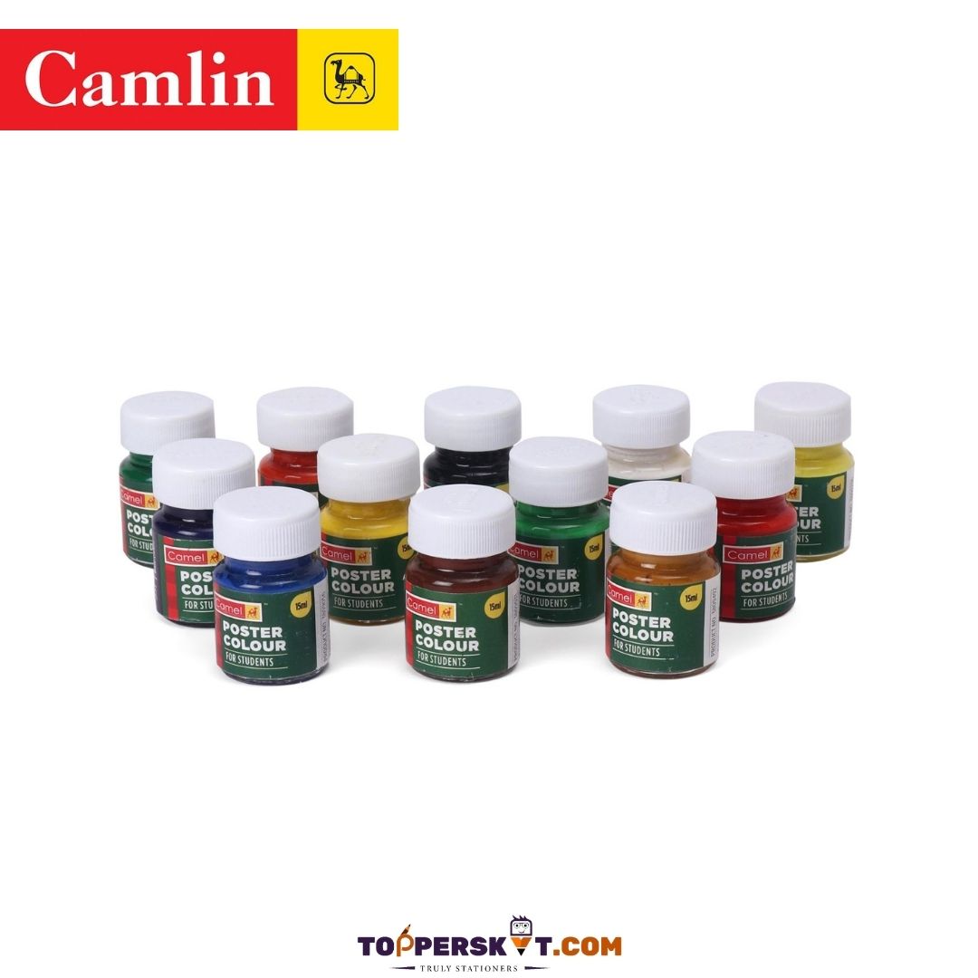 Camlin Student Poster Colours - Multicolour  : Vibrant Hues for Artistic Brilliance and Creative Expression! ( Pack of 12 ) - Topperskit LLP