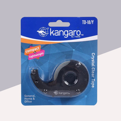 Kangaro Desk Essentials TD-18Y Crystal Clear Tape Dispenser Blister – Compact, Lightweight, And Precise Tape Handling ( Pack of 1 ) - Topperskit LLP