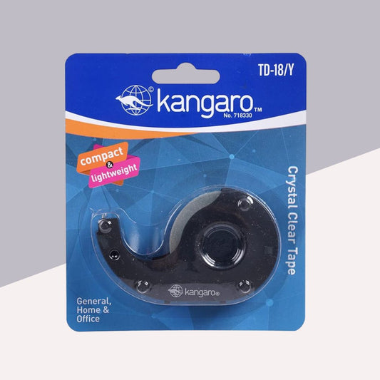 Kangaro Desk Essentials TD-18Y Crystal Clear Tape Dispenser Blister – Compact, Lightweight, And Precise Tape Handling ( Pack of 1 ) - Topperskit LLP