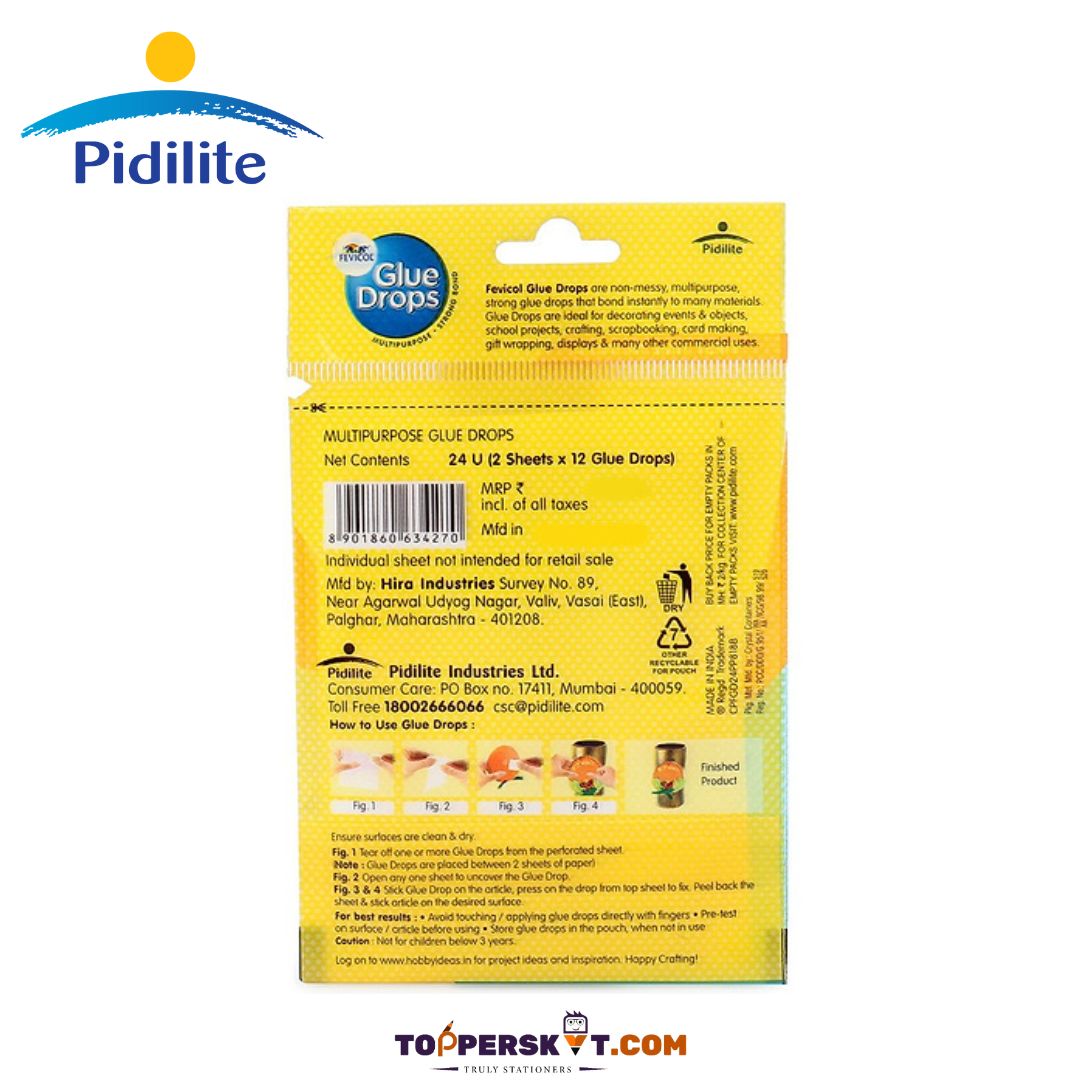 Pidilite Fevicol Multi Use Glue Drops: Instant, Strong, and Affordable Adhesive for Creative Projects ( Pack of 1 ) - Topperskit LLP