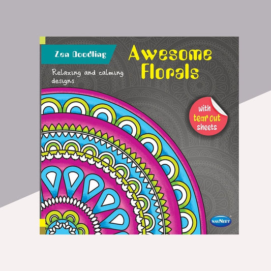 Zen Doodling Awesome Florals Mandala Colouring Book with Tear out Sheets ( Pack of 1 ) - Topperskit LLP