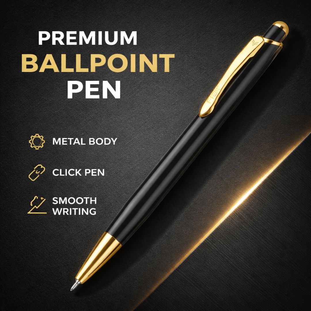 Flair Evoke Platinum Series Black & Gold Metal Ballpoint Pen - Blue Ink (Pack of 1)