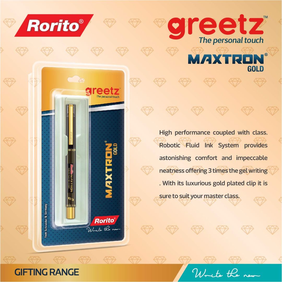 Rorito Greetz Maxtron Gold Robotic Fluid Ink System Pen – Blue: Elevate Your Writing Experience ( Pack of 1 ) - Topperskit LLP