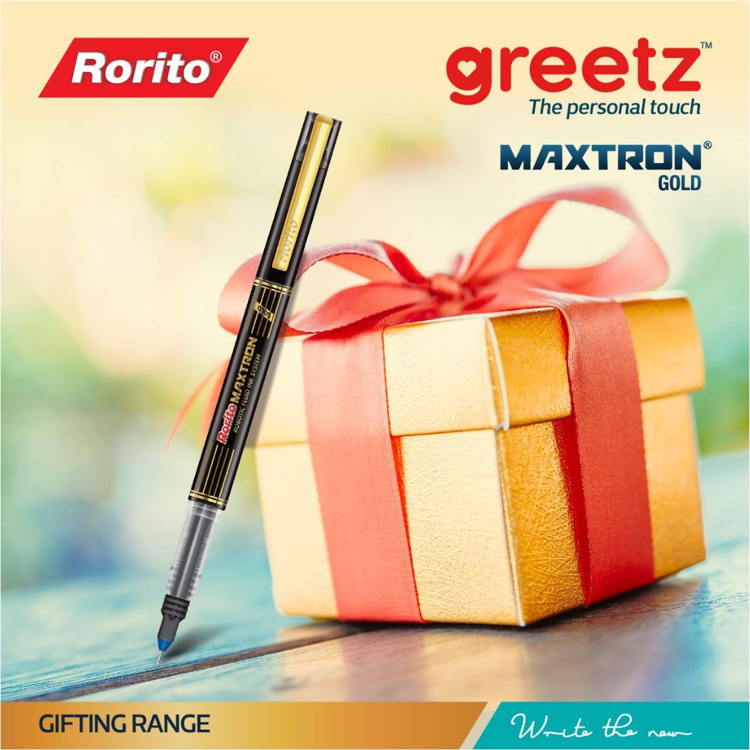 Rorito Greetz Maxtron Gold Robotic Fluid Ink System Pen – Blue: Elevate Your Writing Experience ( Pack of 1 ) - Topperskit LLP