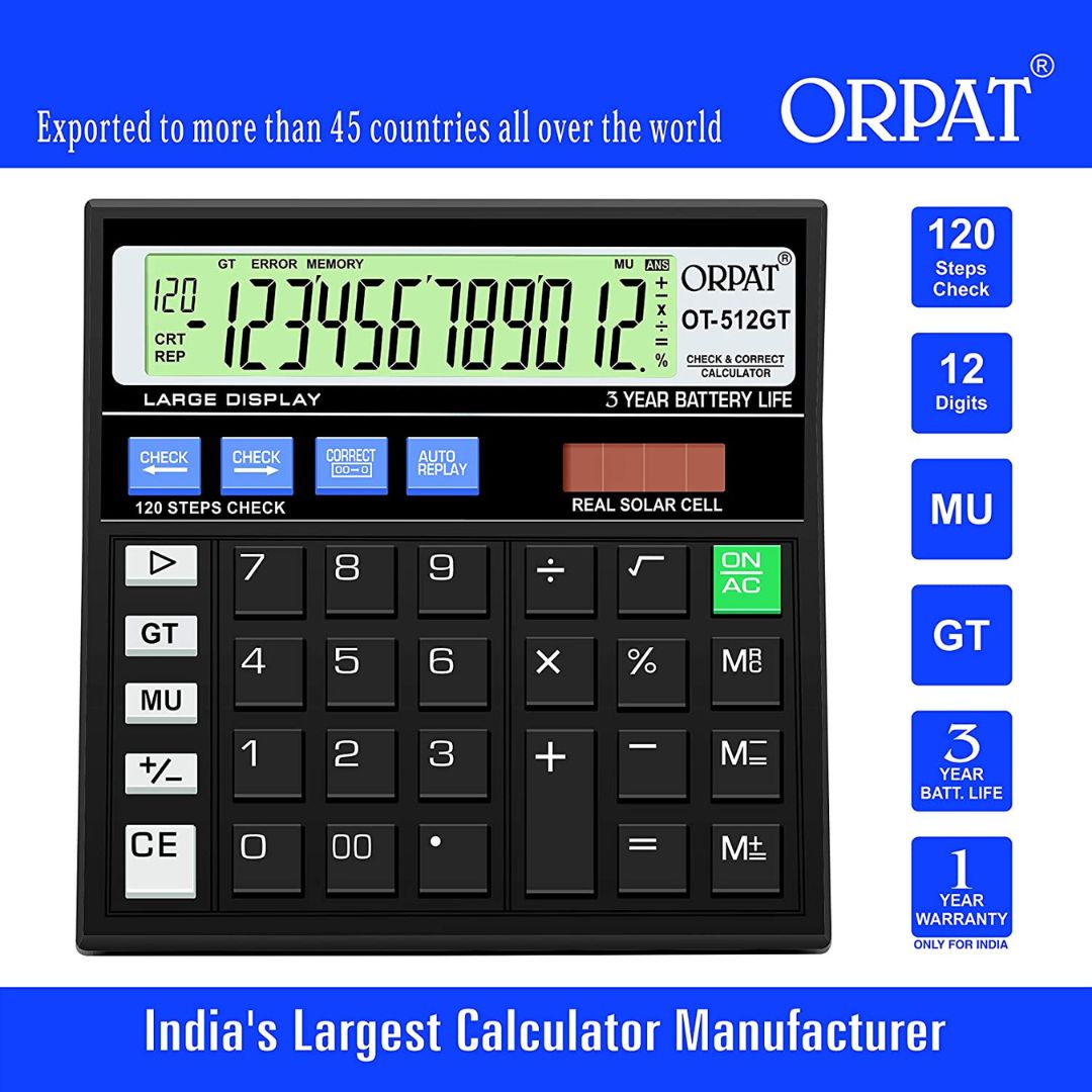 Orpat OT-512GT: Advanced Desktop Calculator for Precision Calculations ( Pack of 1 ) - Topperskit LLP