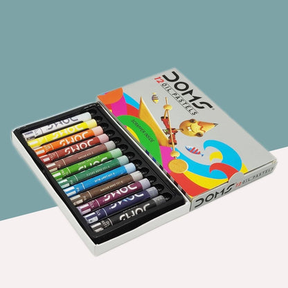 Doms Oil Pastels - Multicolour : Vibrant Colors, Long-Lasting Tips, and Portable Color Toolbox for Artistic Excellence!  ( Pack of 12  ) - Topperskit LLP