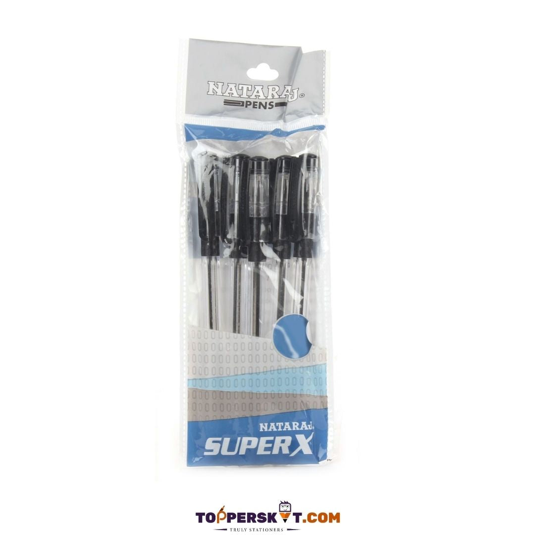 Nataraj Super X Ball Pen  – Black: Effortless Writing with Superior Comfort ( Pack of 5 ) - Topperskit LLP