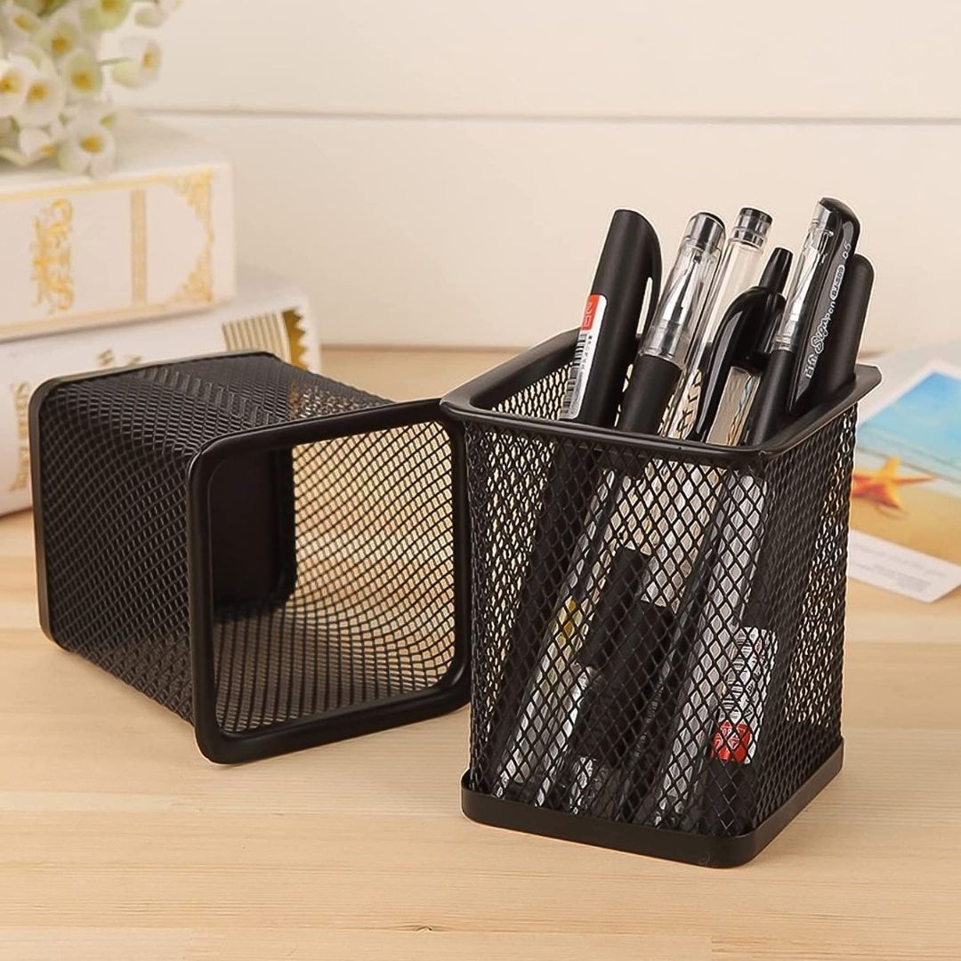 Khyati Metal Square Desk Pen Stand: Sleek Organization for Modern Workspaces ( Pack of 1 ) - Topperskit LLP