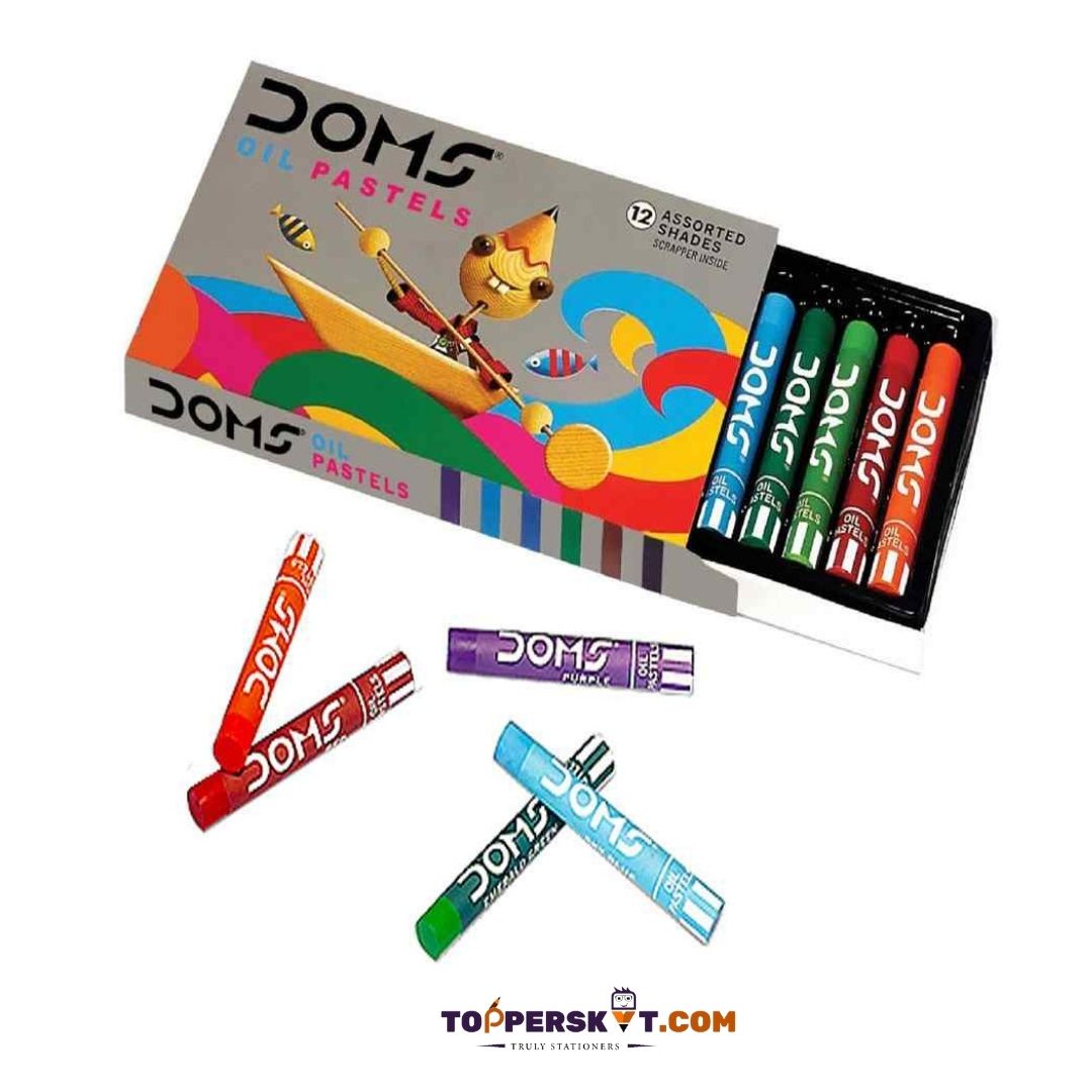 Doms Oil Pastels - Multicolour : Vibrant Colors, Long-Lasting Tips, and Portable Color Toolbox for Artistic Excellence!  ( Pack of 12  ) - Topperskit LLP