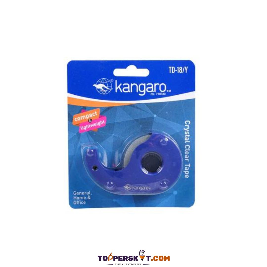 Kangaro Desk Essentials TD-18Y Crystal Clear Tape Dispenser Blister – Compact, Lightweight, And Precise Tape Handling ( Pack of 1 ) - Topperskit LLP