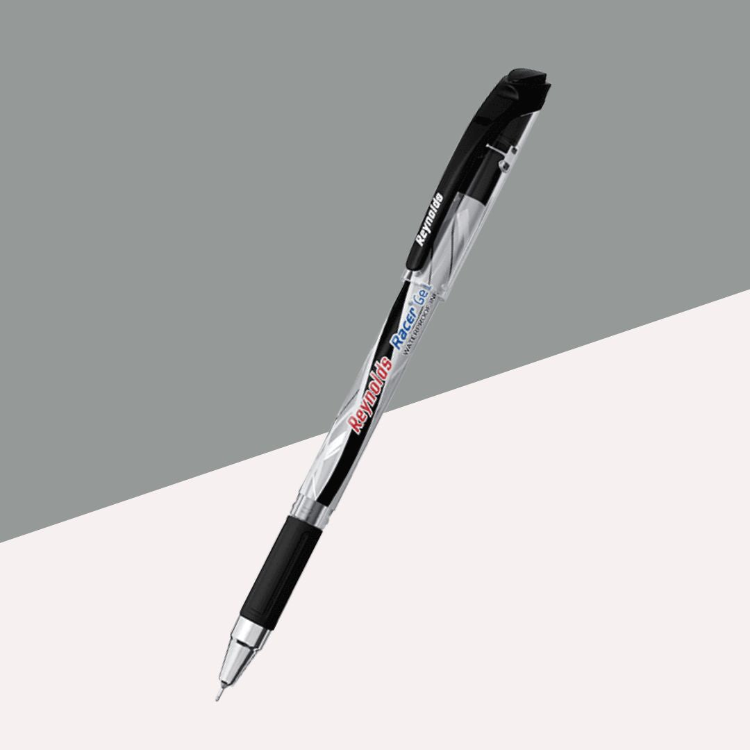 Reynolds Racer Gel Pen – Black: Stylish, Waterproof, and Fade-Resistant Writing Excellence ( Pack of 1 ) - Topperskit LLP