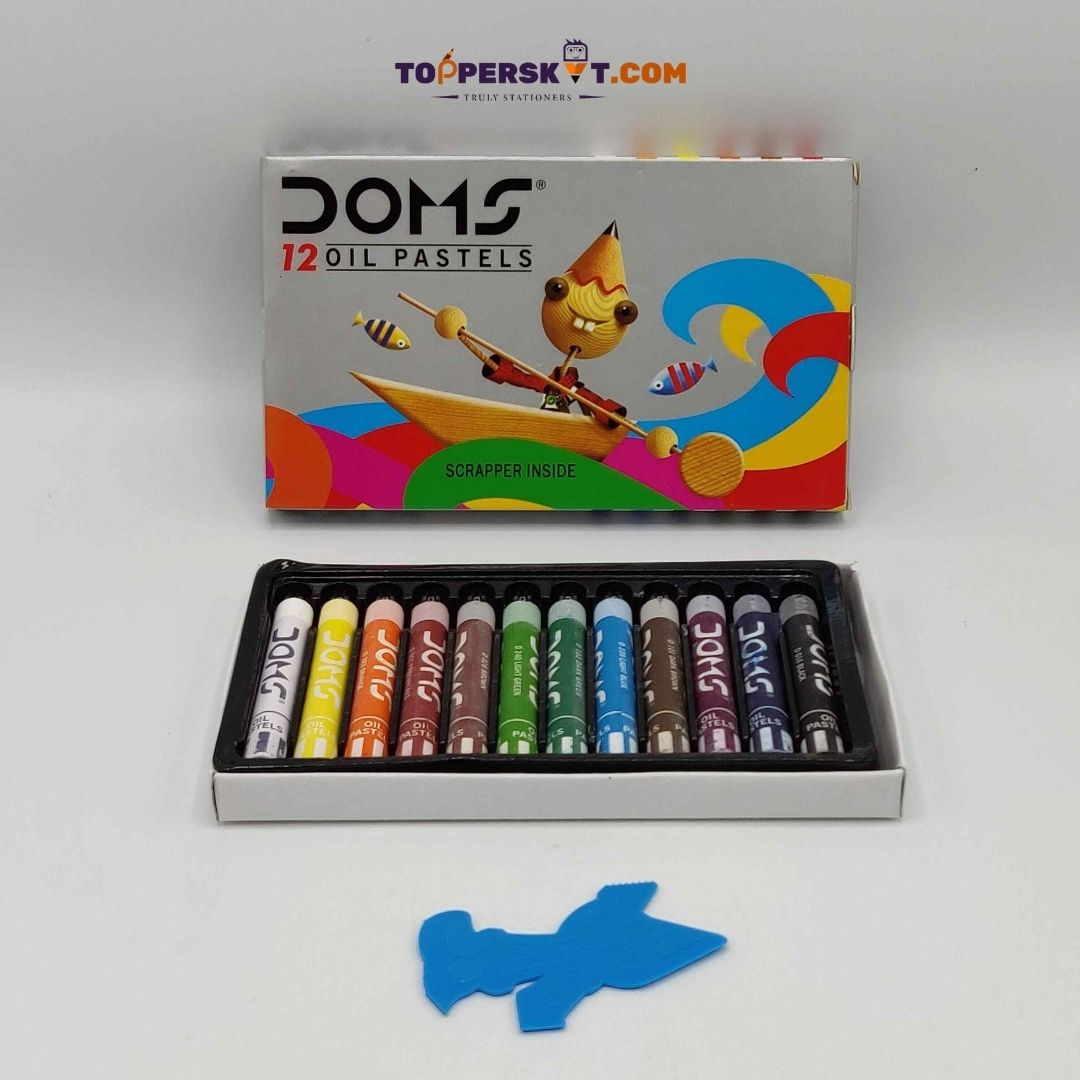 Doms Oil Pastels - Multicolour : Vibrant Colors, Long-Lasting Tips, and Portable Color Toolbox for Artistic Excellence!  ( Pack of 12  ) - Topperskit LLP