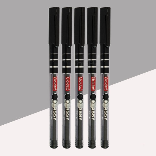 Goldex Klassy Ball Pen  – Black: A Symphony of Elegance and Precision  ( Pack of 5 ) - Topperskit LLP