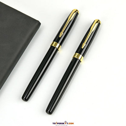 Classic Black Body Metal Ball Pen – Customizable Corporate Gift Pen - Blue (Pack of 1)