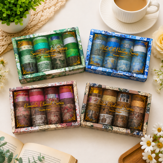 Premium Designer Washi Tape Set | Assorted Theme Decorative Tape (Set of 24)