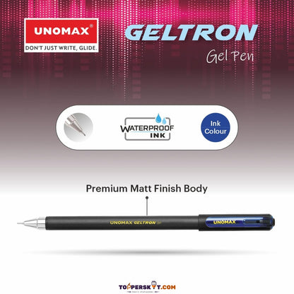 Unomax Geltron Gel Pen - Blue, Premium Matt Finish, Super Smooth Writing (Pack of 1)