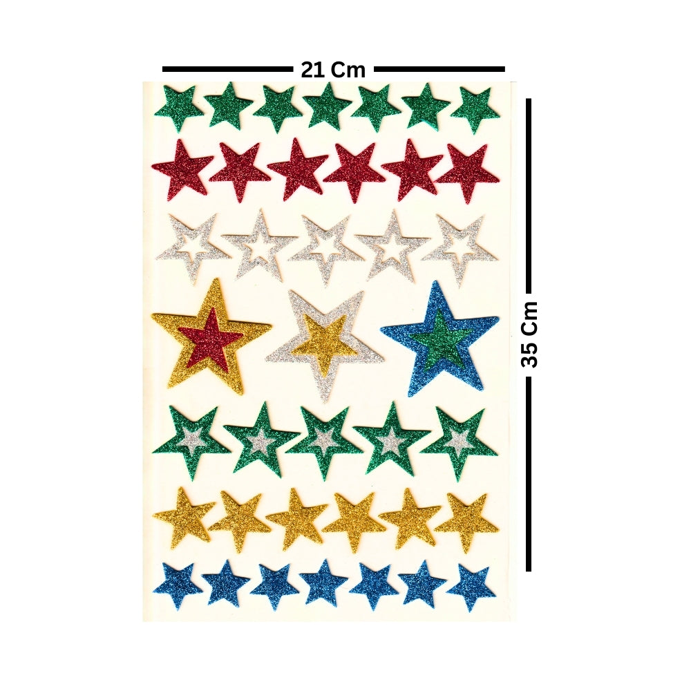 Large Glitter Sticker Multicolor Sheet ( Pack Of 1 )