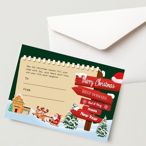 Christmas Greeting Card- 300 GSM Paper with Envelope (Pack of 1)