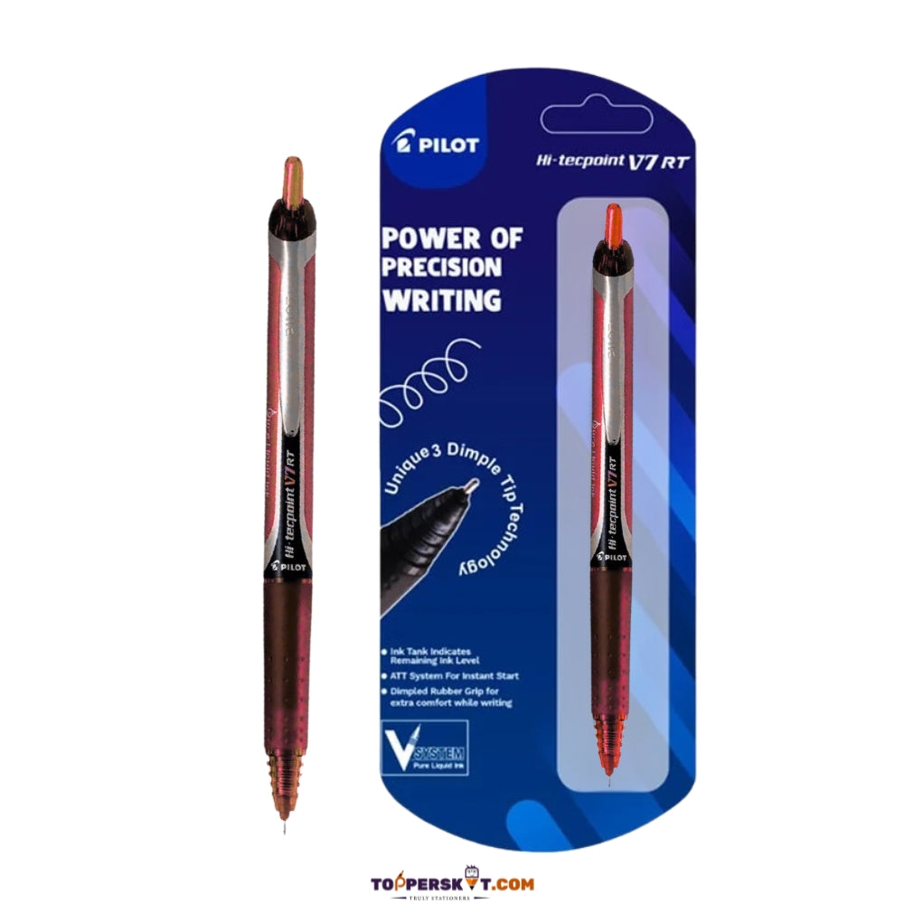 Pilot Hi-Tecpoint V7RT Roller Ball Pen- Red (Pack of 1)