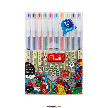 Flair Glass Gel Multicolour Gel Pens Set of 10 - Image 4