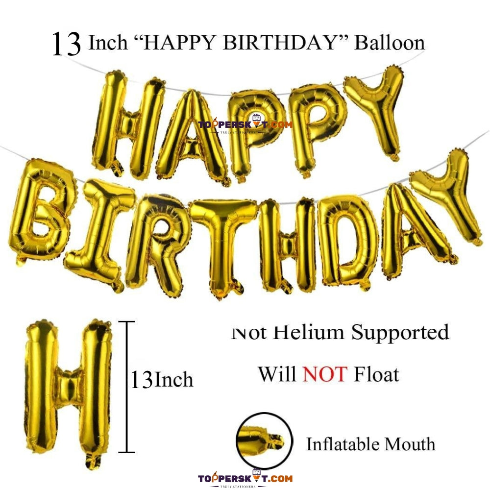 Golden Birthday Party Foil Banner Set – 13 Inch Letters (Pack of 1)