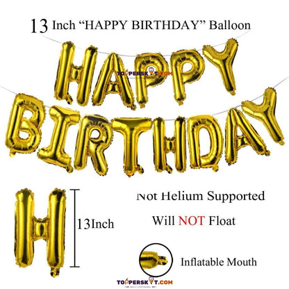 Golden Birthday Party Foil Banner Set – 13 Inch Letters (Pack of 1)