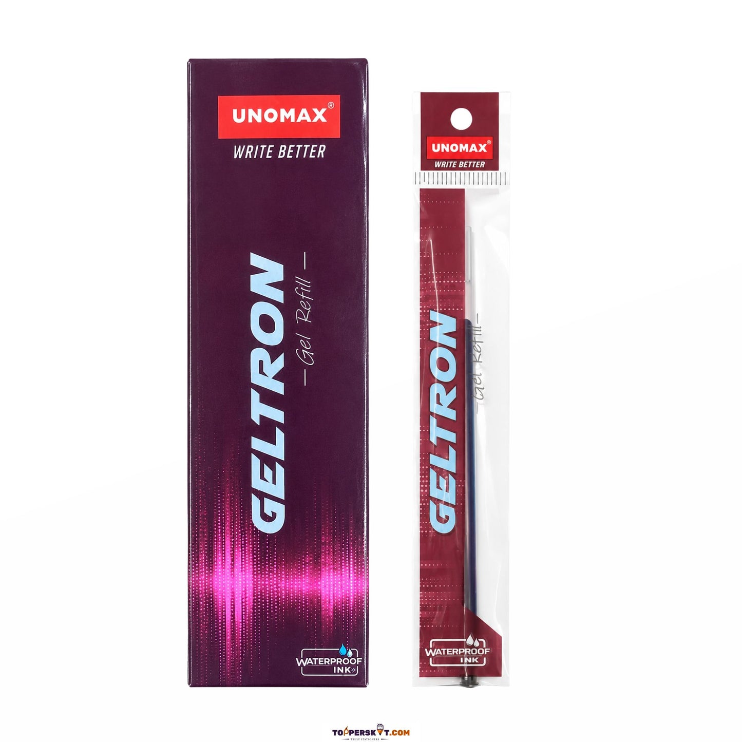 Close-up of Unomax Geltron Gel Ink Refill in Blue